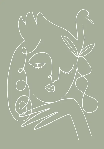 Serene Woman and Bird by Pictufy Studio II