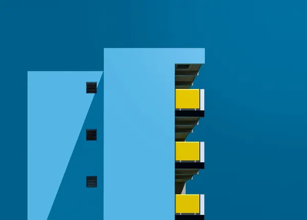 Yellow Balconies Blue Sky by wiebe wilbers