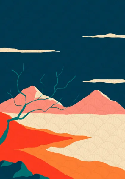 Japanese Mountain Landscape by Fadil Roze