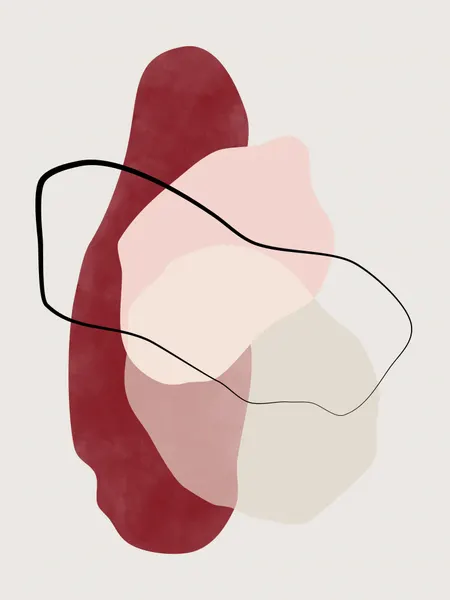 Red Blush Organic Forms by Elena Ristova
