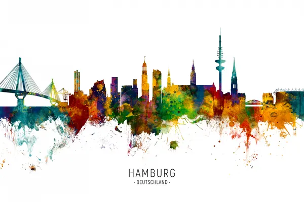 Vibrant Hamburg Skyline by Michael Tompsett