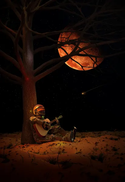 Astronaut's Red Moon Serenade by Nicebleed
