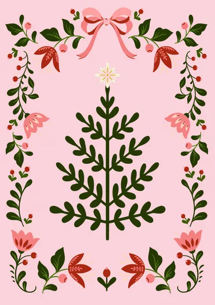 Festive Pink Christmas Tree by Talitha McQueen