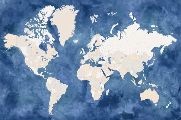 Watercolor World Map by Rosana Laiz Blursbyai