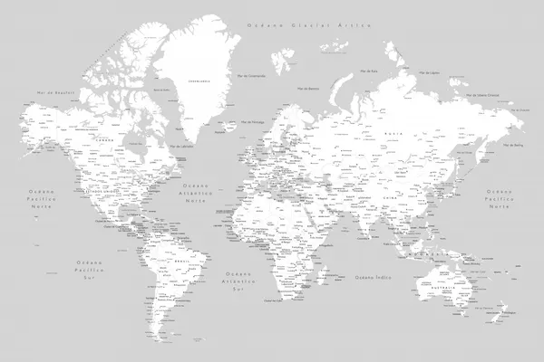 Grayscale Political World Map by Rosana Laiz Blursbyai
