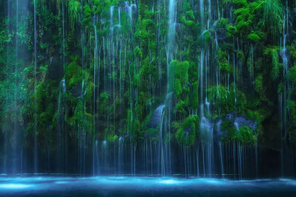 Serene Mossy Waterfall by Wei Liu
