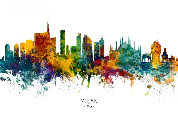 Colorful Milan Skyline by Michael Tompsett