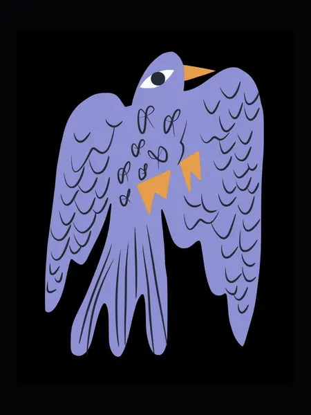 Whimsical Purple Bird by Little Dean