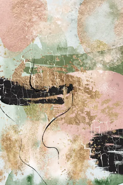 Blush Sage Gold Abstract by Sally Ann Moss