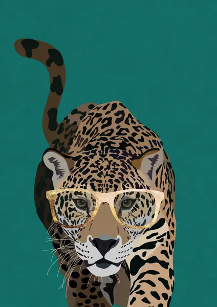 Leopard With Gold Glasses by Sarah Manovski