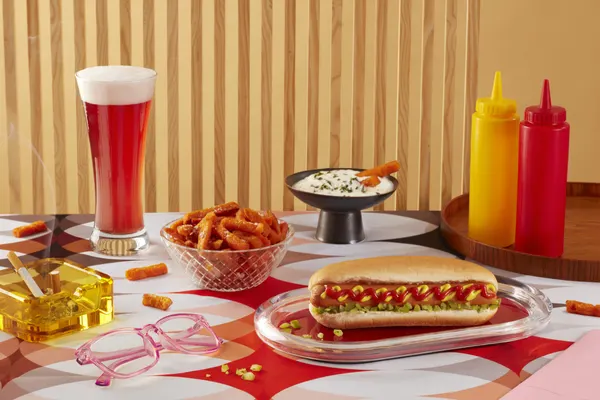 Retro Hot Dog Spread by Julia Ramiro
