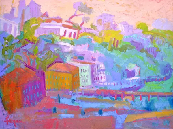 Colorful Hillside Scene by Dorothy Fagan