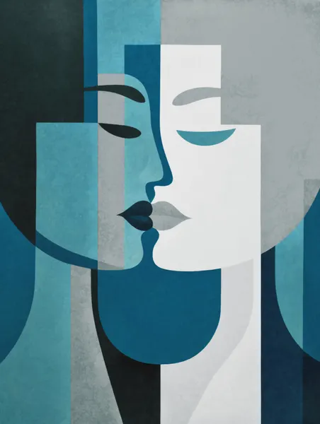 Geometric Blue Kiss by Andrea Haase