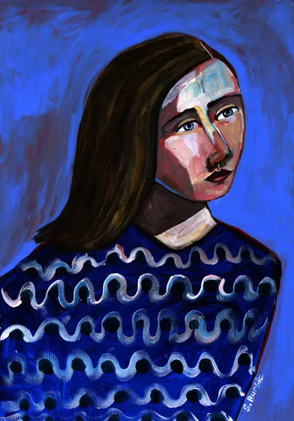 Pensive Blue Woman by Sharyn Bursic