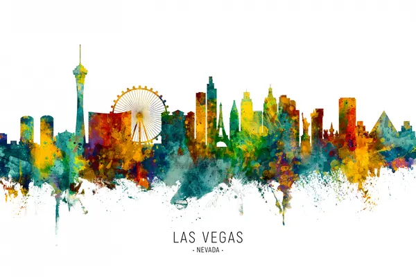 Colorful Las Vegas Skyline by Michael Tompsett