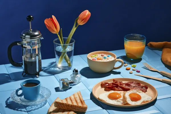 Bright Blue Breakfast by Julia Ramiro