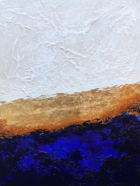 Deep Blue Gold Abstract by Alyson Storms