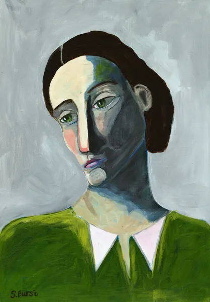 Pensive Woman Portrait by Sharyn Bursic