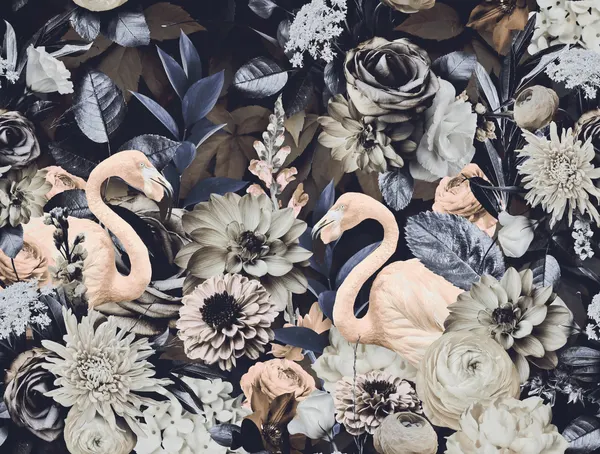 Moody Floral Flamingos by Andrea Haase