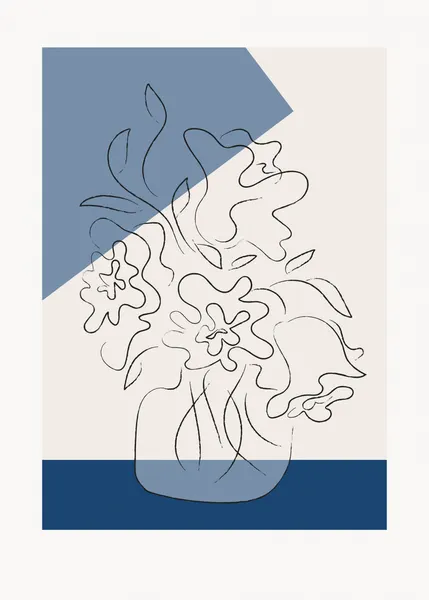 Abstract Blue Floral Vase by Pictufy Studio II