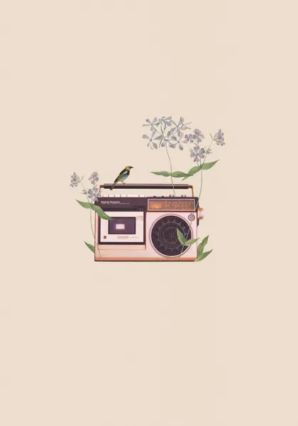 Boombox Bird Blossom by Frida Floral Studio
