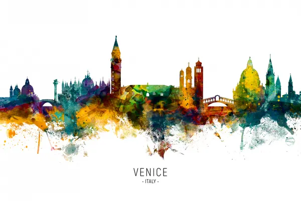 Colorful Venice Watercolor by Michael Tompsett