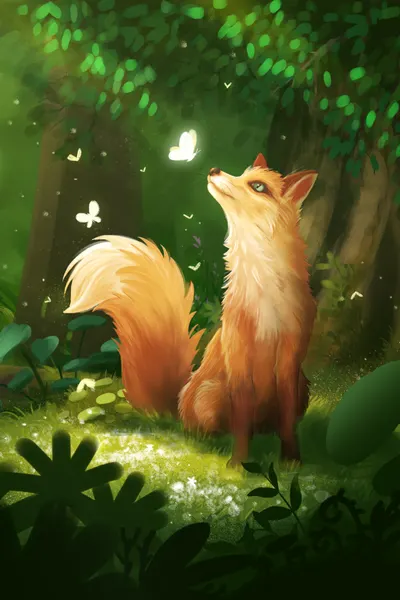 Fox And Glowing Butterfly by Xuan Thai