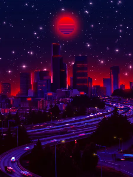 Red Sun Cyber City by Ritvik takkar