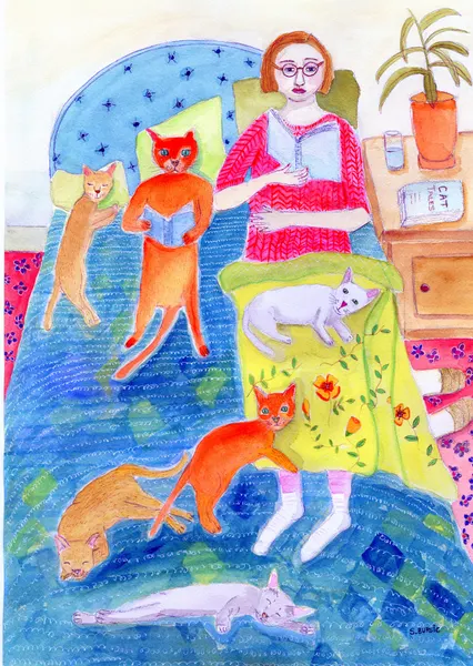 Reading With Cats by Sharyn Bursic