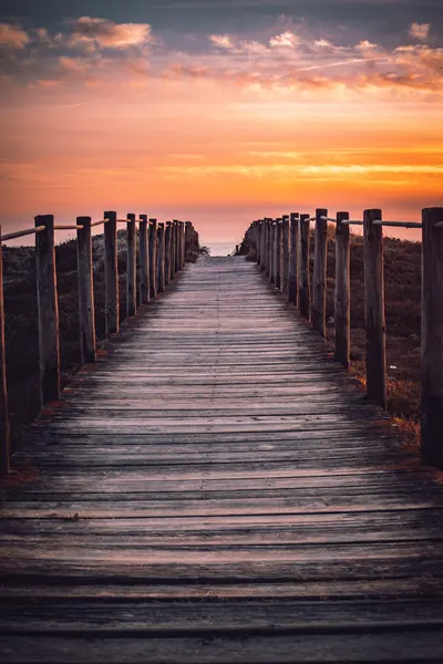 Golden Sunset Boardwalk Path by Abilio Oliveira