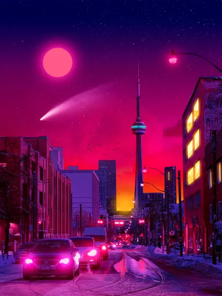 Pink Toronto Winter Night by Ritvik takkar