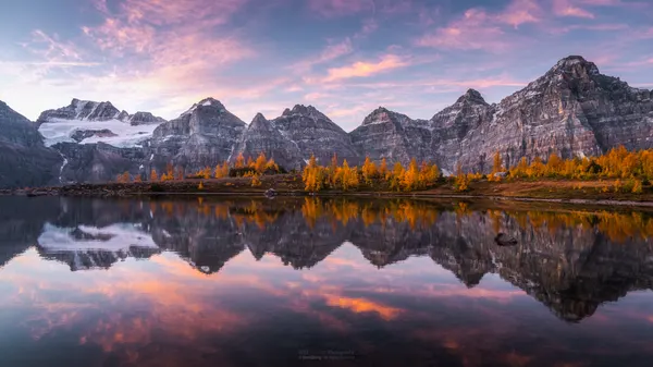 Golden Autumn Lake Reflections by Steve Zhang