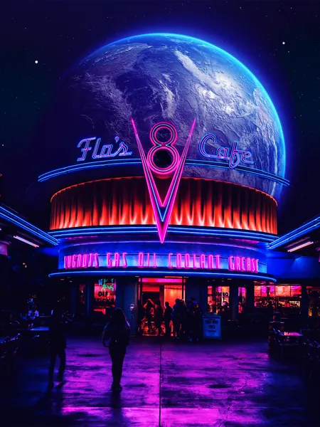 Neon Diner Under Planet by Ritvik takkar