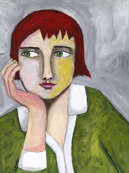 Pensive Red Haired Woman by Sharyn Bursic