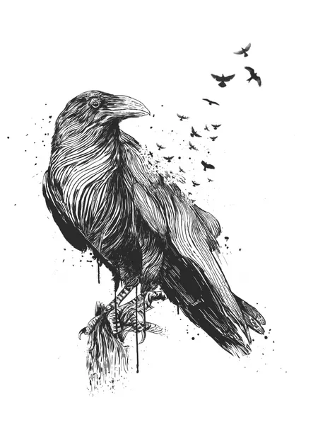 Ink Raven Flight by Balazs Solti