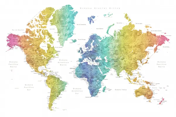 Vibrant World Map by Rosana Laiz Blursbyai