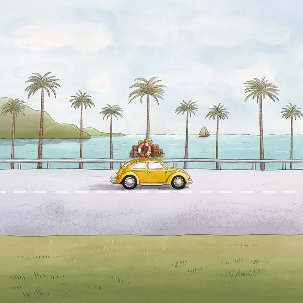 Yellow Car Tropical Drive by Xuan Thai