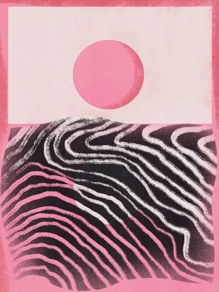 Pink Sun Abstract Horizon by Little Dean