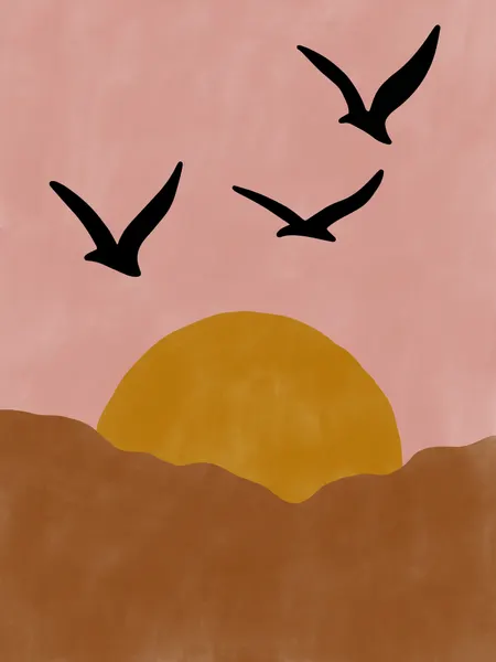 Desert Sunset Birds by Elena Ristova