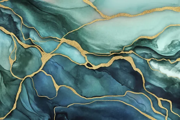 Elegant Teal Gold Marble by Andrea Haase