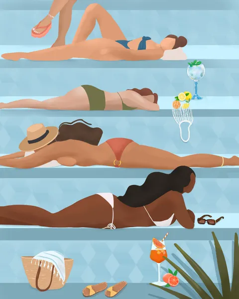 Ladies by the pool by Petra Lizde