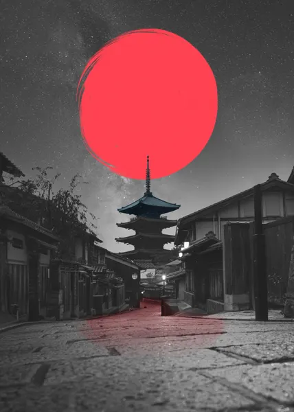 Iconic Pagoda Red Sun by Fadil Roze
