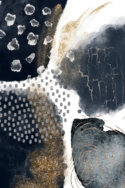 Elegant Navy Gold Abstract by Sally Ann Moss
