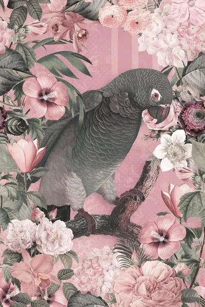 Vintage Floral Parrot by Andrea Haase