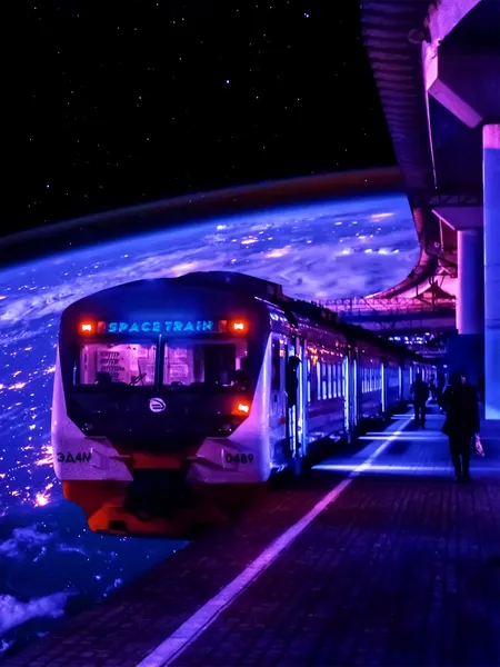 Space Train Night View by Ritvik takkar
