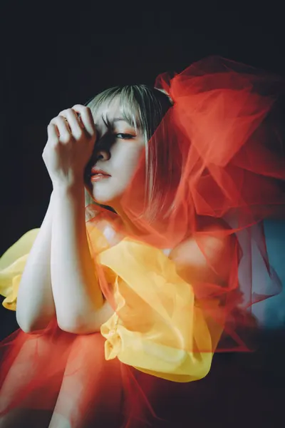 Vibrant Fabric Portrait by h112o1