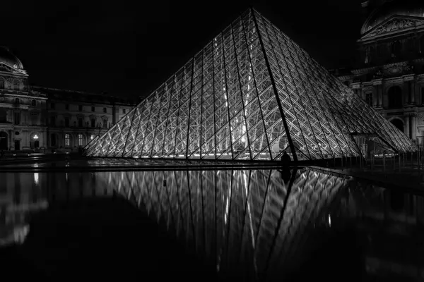 Louvre Pyramid Night Reflection by Siamak Jalali