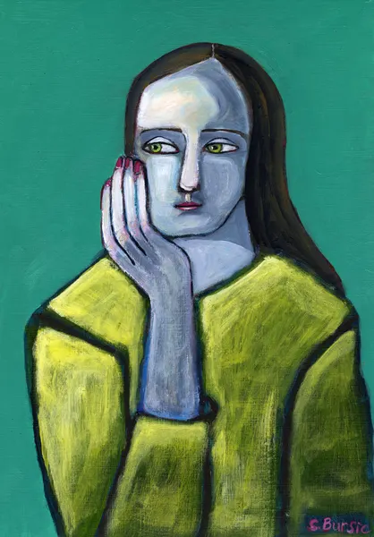 Pensive Woman Portrait by Sharyn Bursic