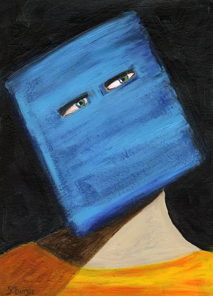 Abstract Blue Head Portrait by Sharyn Bursic