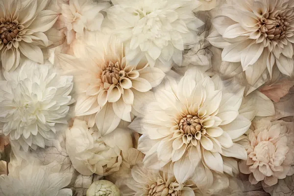 Creamy Dahlia Blooms by Bilge Paksoylu